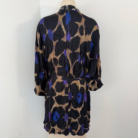 Alembika Amethyst Crinkle Kimono Jacket Black Multicolor XL - Picture 7 of 13